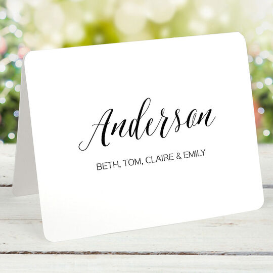 Family Script Folded Note Cards - Raised Ink